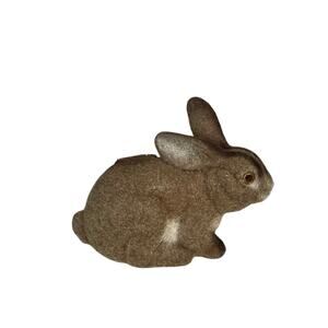 Vintage Flocked Bunny Bank Easter Molded Plastic Fuzzy Bunny Rabbit Hong Kong